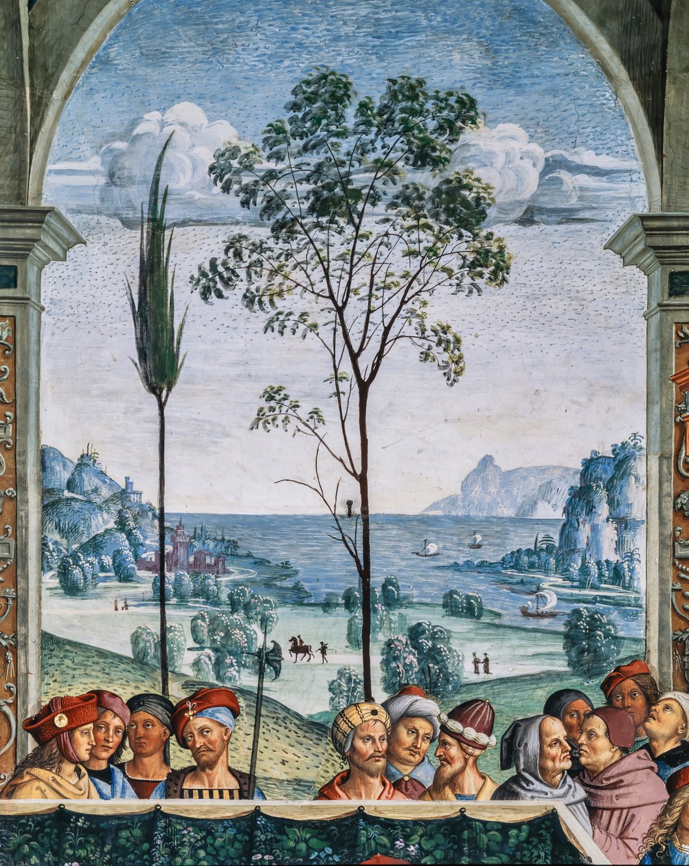 Piccolomini-biblioteket, sydvästra väggen: “ Pius II presiderar över dieten i Mantua, 1 juni av Bernardino di Betto Pinturicchio
