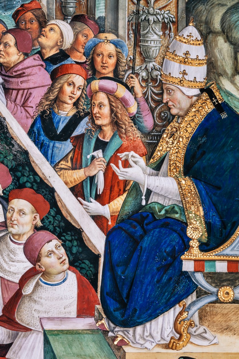 Piccolomini-biblioteket, sydvästra väggen: “ Pius II presiderar över dieten i Mantua, 1 juni av Bernardino di Betto Pinturicchio