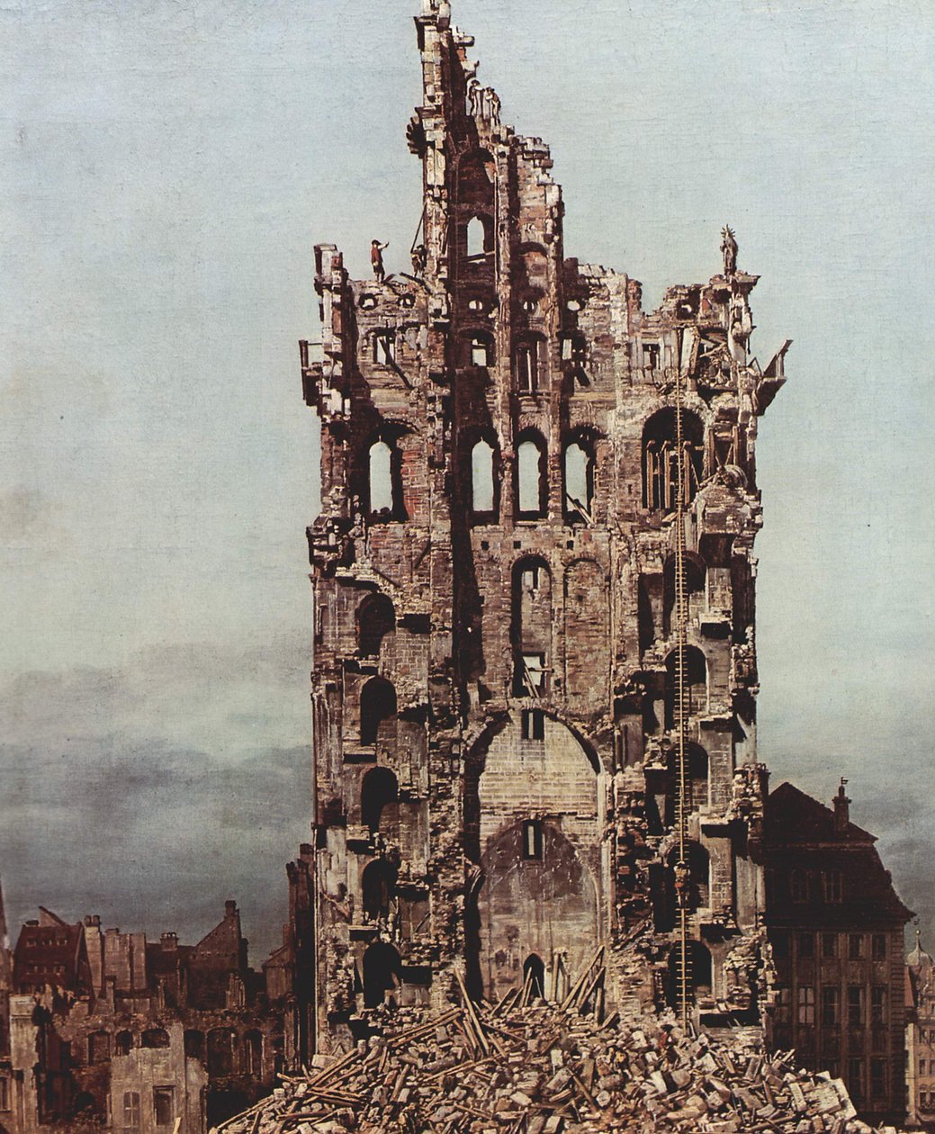 Ansicht von Dresden, Die Ruine der Kreuzkirche, von Osten aus gesehen  av Bernardo Bellotto