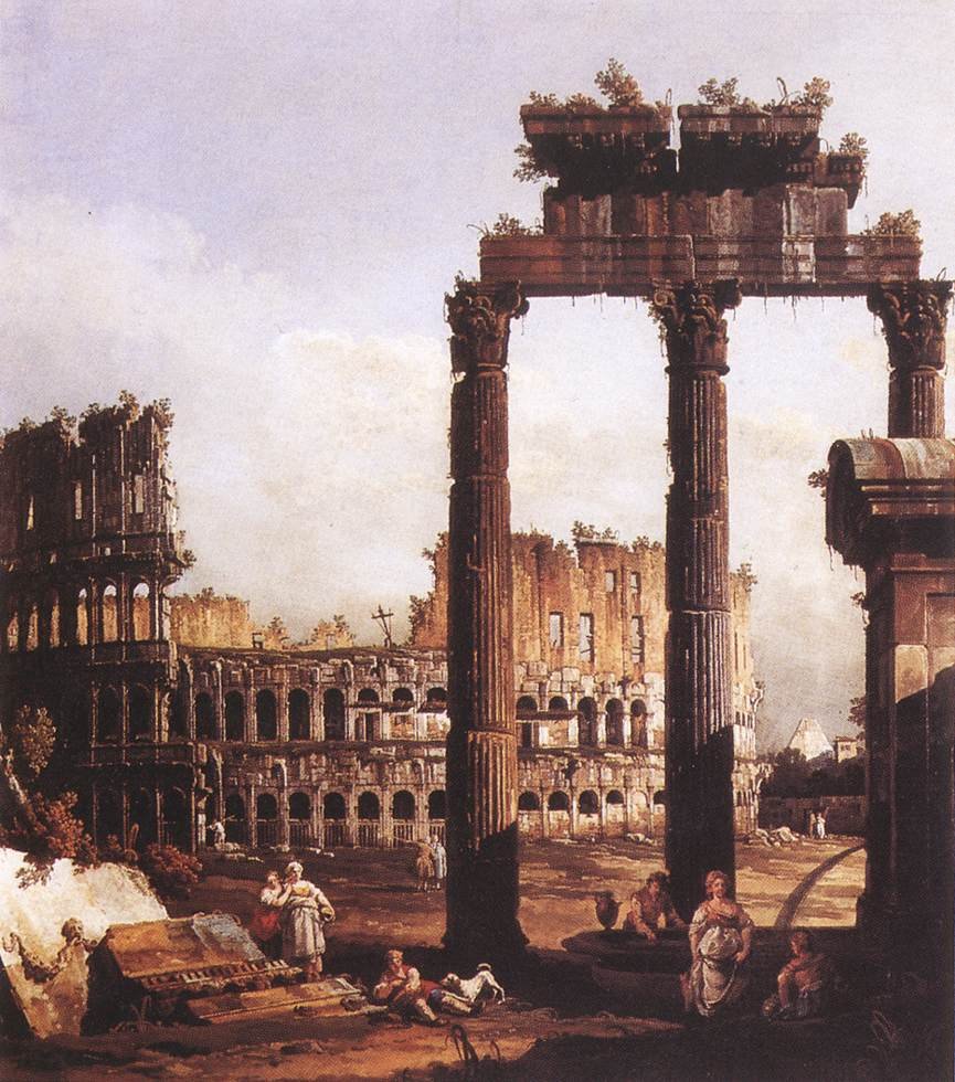 Capriccio with the Colosseum av Bernardo Bellotto