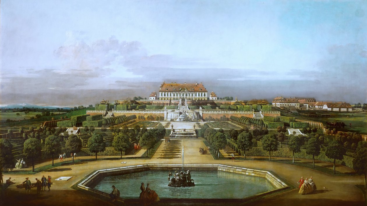 Das kaiserliche Lustschloß Schloßhof, Gartenseite av Bernardo Bellotto