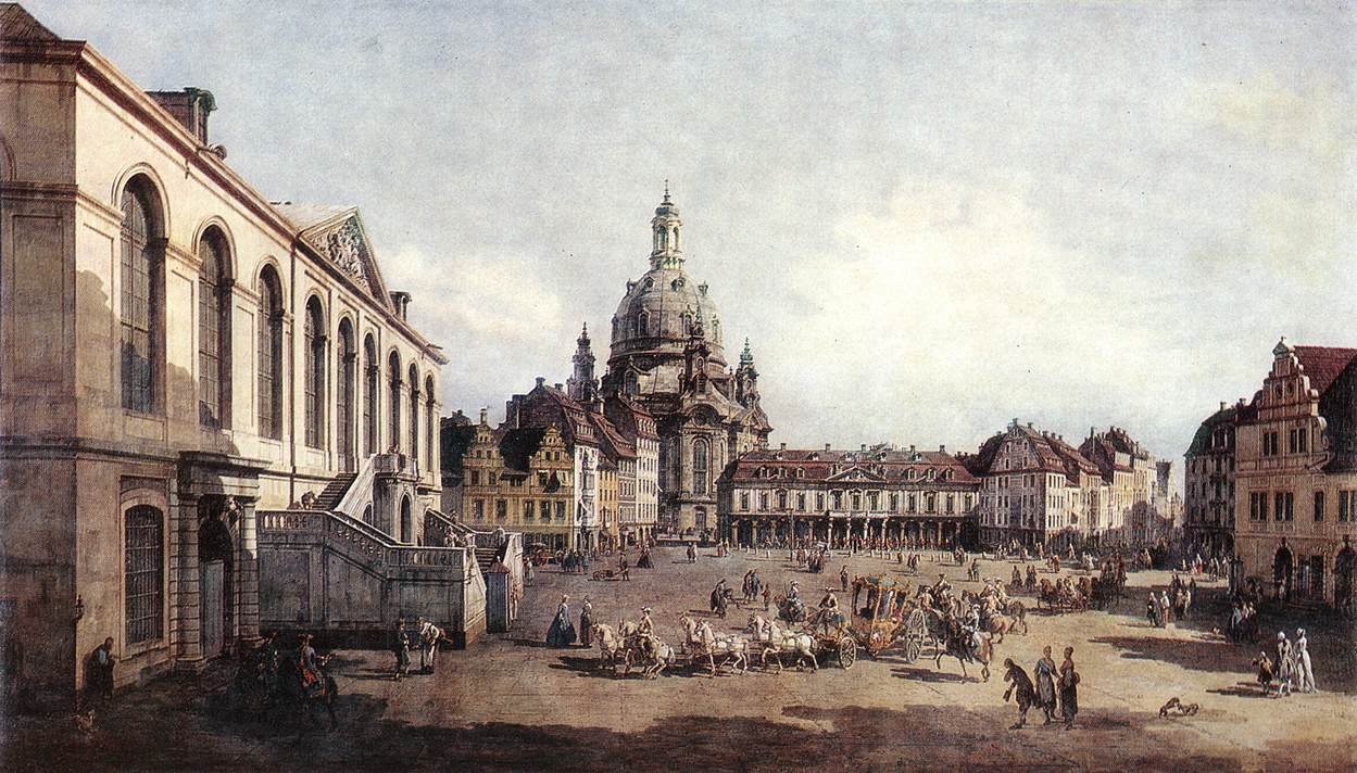 New Market Square in Dresden from the Jüdenhof av Bernardo Bellotto