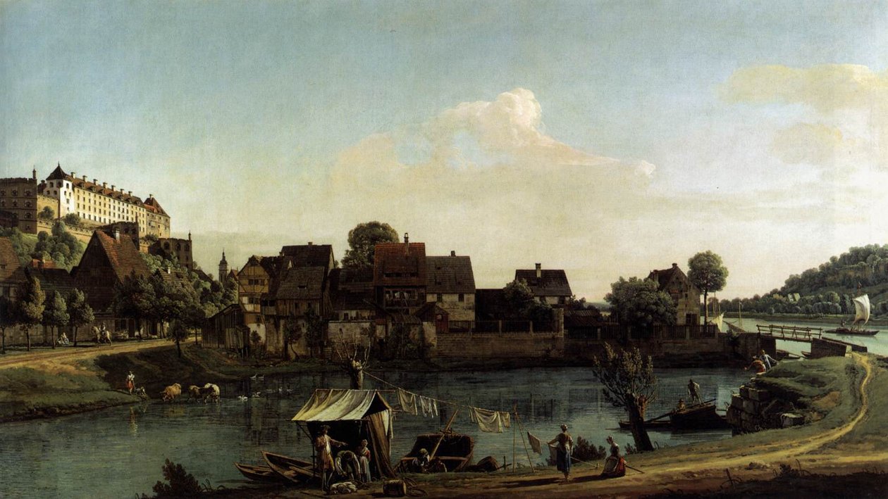 Pirna Seen from the Harbour Town av Bernardo Bellotto