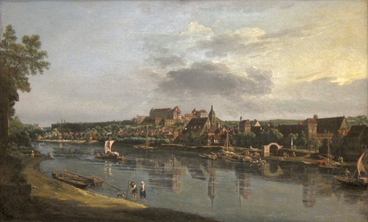 Pirna seen from the right bank of the Elbe av Bernardo Bellotto