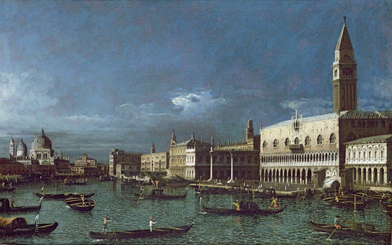 Canal Grande med kyrkan Santa Maria della Salute, 1700-talet av Bernardo Bellotto