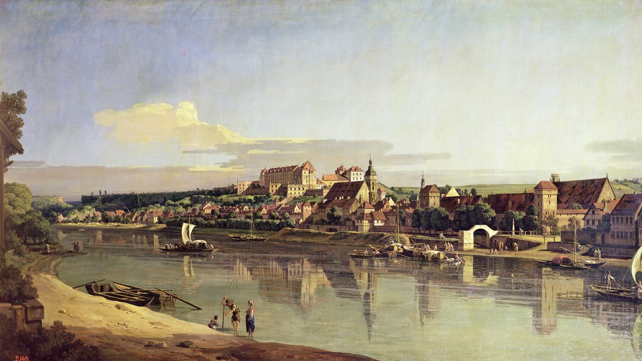 Utsikt över Pirna från Elbes högra strand, ca 1753 av Bernardo Bellotto
