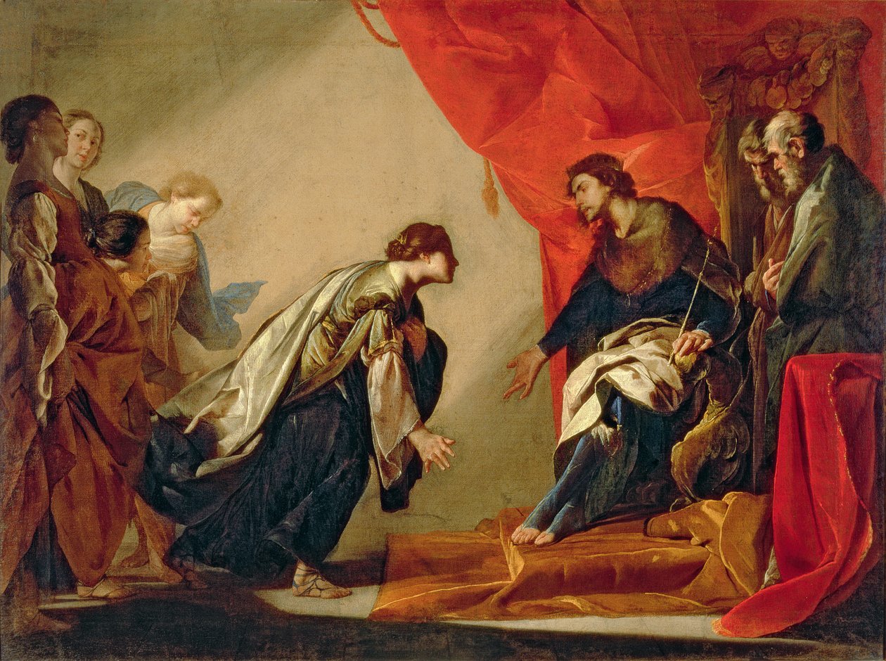 Ester framför Ahasveros, ca 1645-50 av Bernardo Cavallino