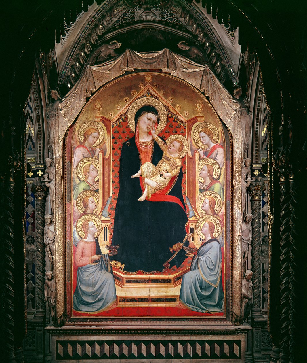 Madonna och barn med änglar, 1347 (tempera och bladguld på panel) av Bernardo Daddi