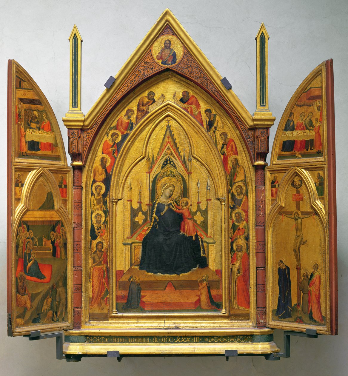 Madonna och barn med helgon (tempera på panel) av Bernardo Daddi