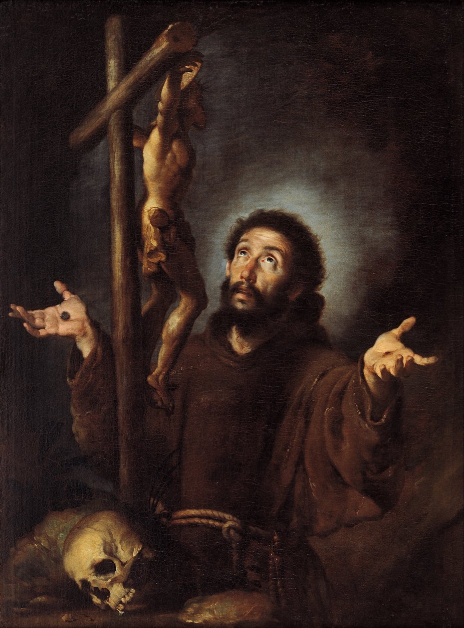 Den helige Franciskus av Assisi tillbeder krucifixet av Bernardo Strozzi