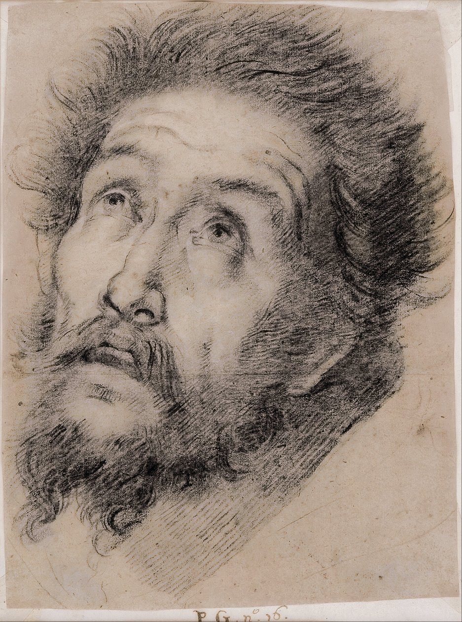 Studie för den helige Franciskus av Assisi som tillber korset av Bernardo Strozzi