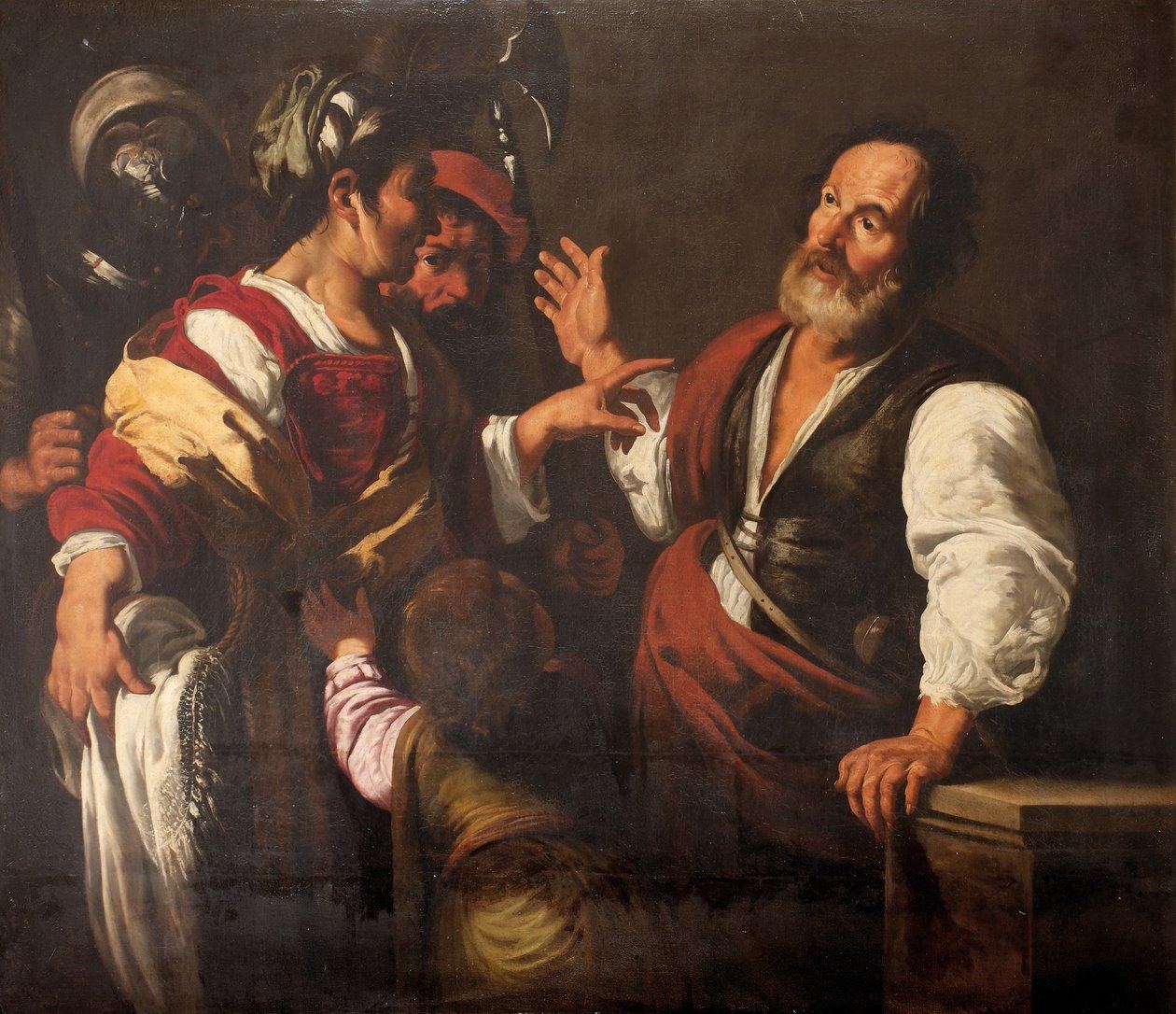 The Denial of Saint Peter (olja på duk) av Bernardo (follower of) Strozzi