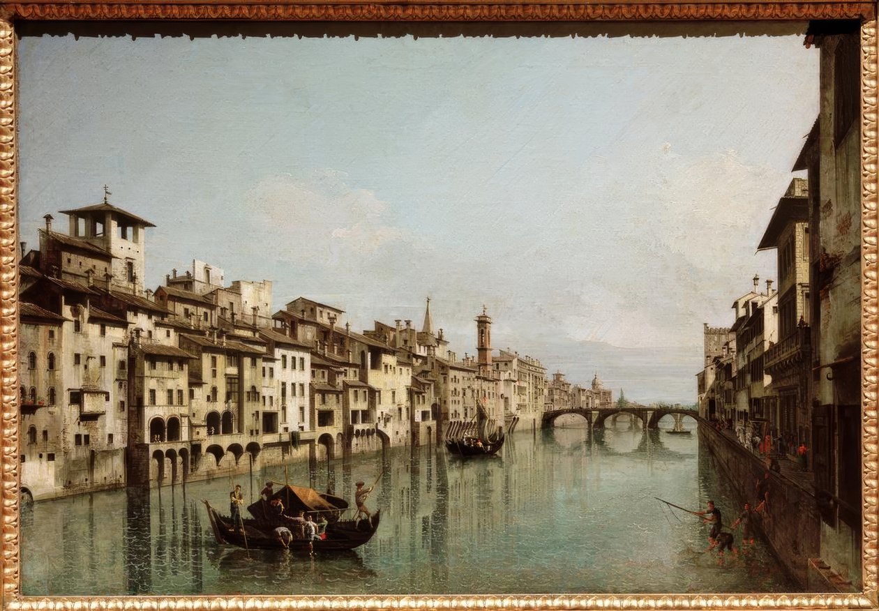 Arno i Florens med Ponte Santa Trinità av Bernardo Bellotto