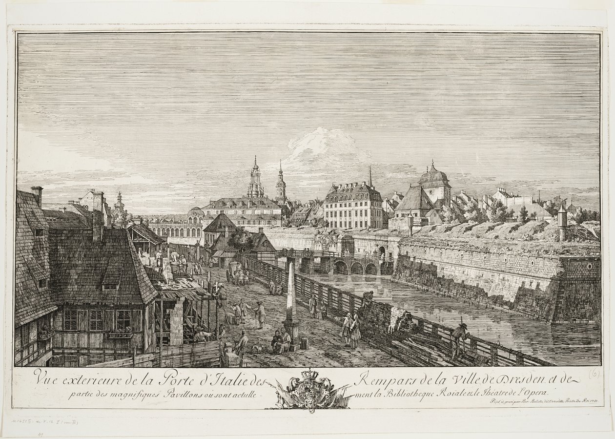 Exteriör vy av den italienska porten av vallarna i staden Dresden av Bernardo Bellotto