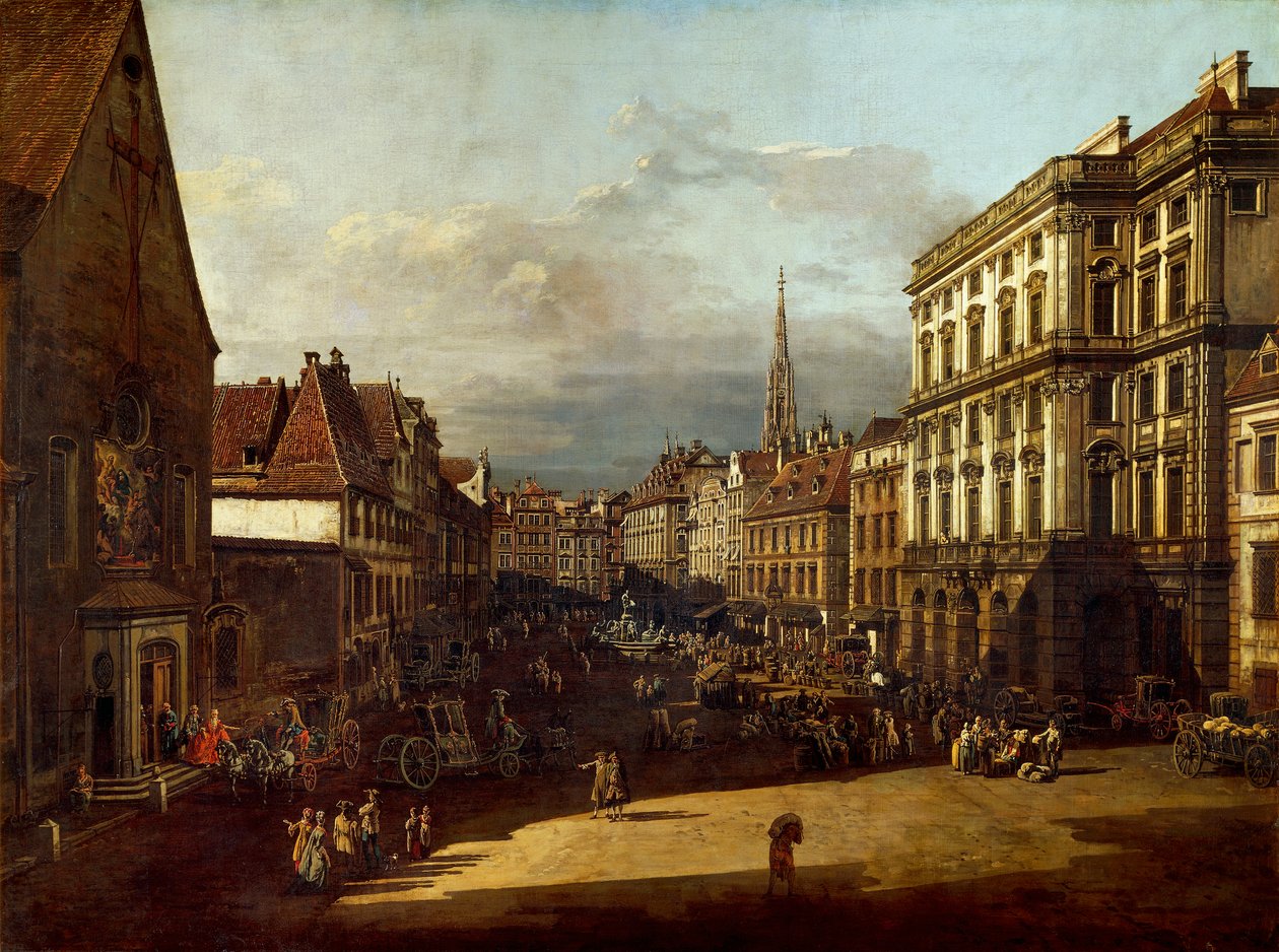 Mjöltorget i Wien, av Bernardo Bellotto, känd som Canaletto (1721-1780), olja på duk av Bernardo Bellotto