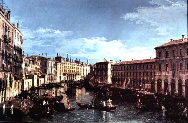 Canal Grande, Venedig, med utsikt söderut till Rialtobron av Bernardo Bellotto