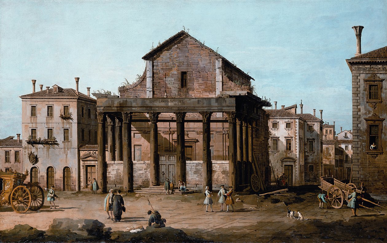 Rom - Antoninus och Faustinas tempel i Forum, c.1742-43 av Bernardo Bellotto