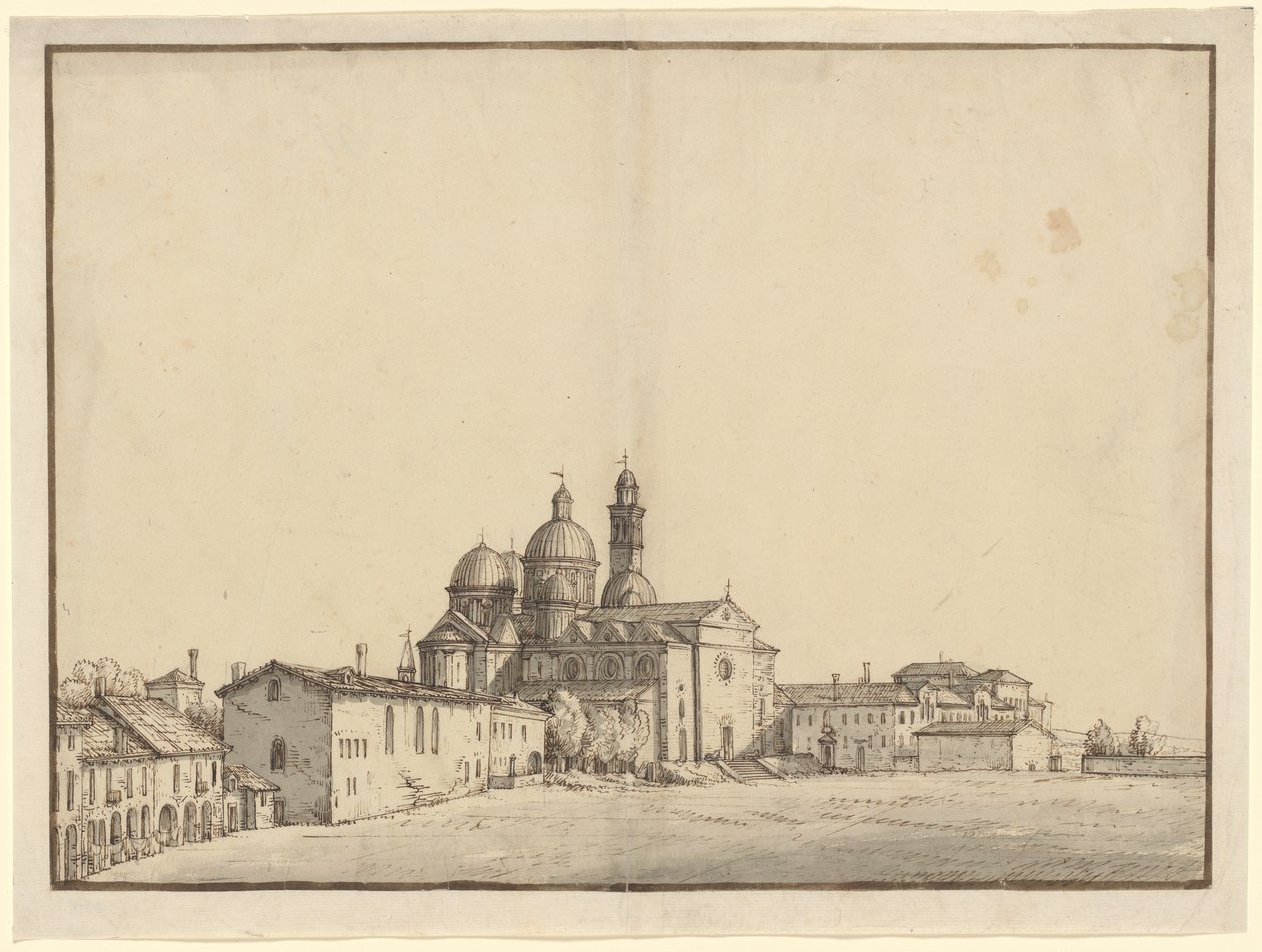 Santa Giustina och Prato della Valle i Padua av Bernardo Bellotto