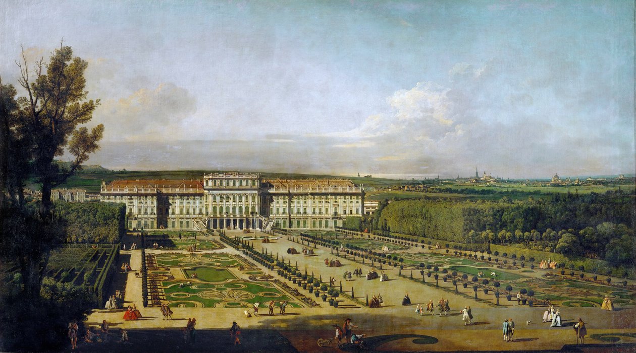 Slottet Schönbrunn sett från trädgårdarna, mellan 1758 och 1761 av Bernardo Bellotto