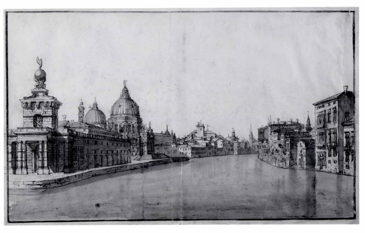 Infarten till Canal Grande, med Dogana da Mar och Santa Maria della Salute till vänster av Bernardo Bellotto