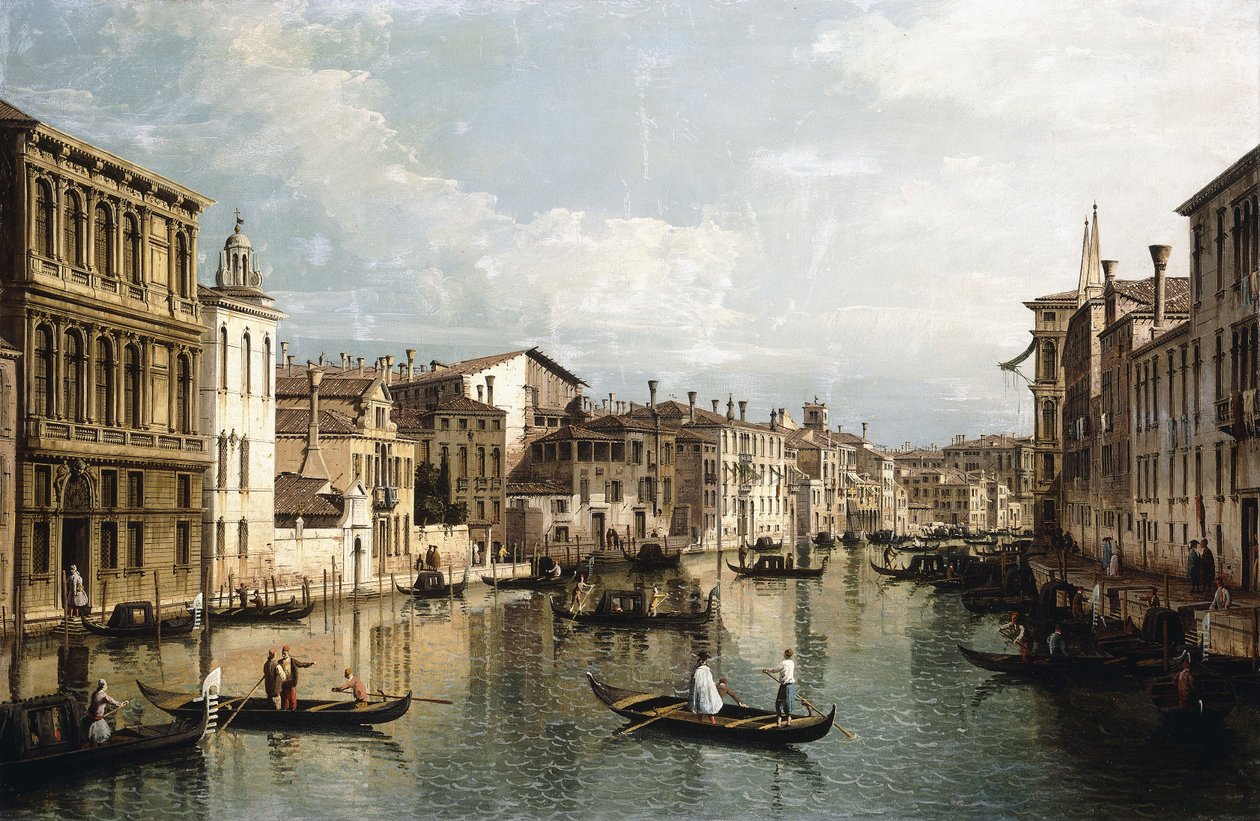Canal Grande, Venedig, med blick österut från Palazzo Flangini till Palazzo Vendramin Calergi, c1742 av Bernardo Bellotto