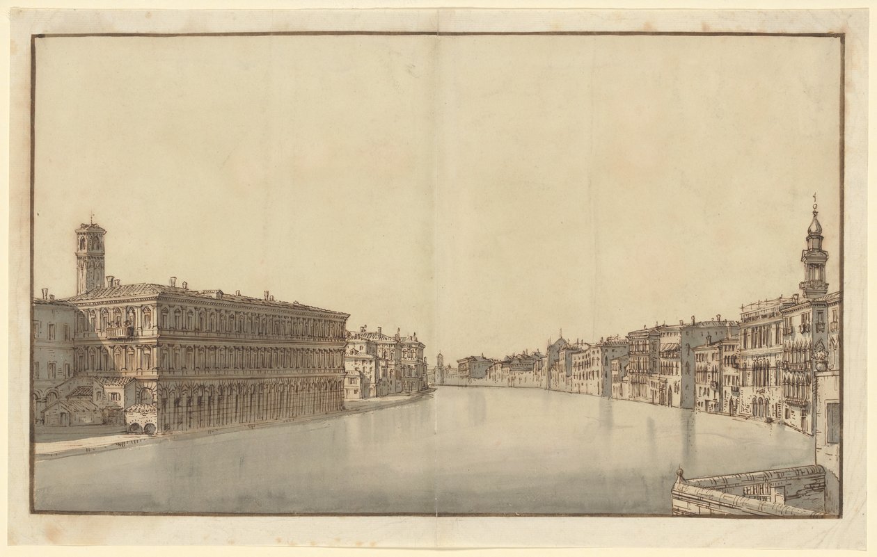 Canal Grande med Fabbriche Nuove till vänster och Santi Apostolis kampanil till höger av Bernardo Bellotto