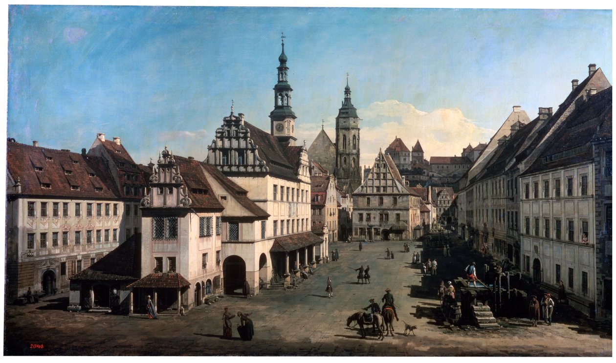 Marknaden i Pirna, c1752-c1755 av Bernardo Bellotto