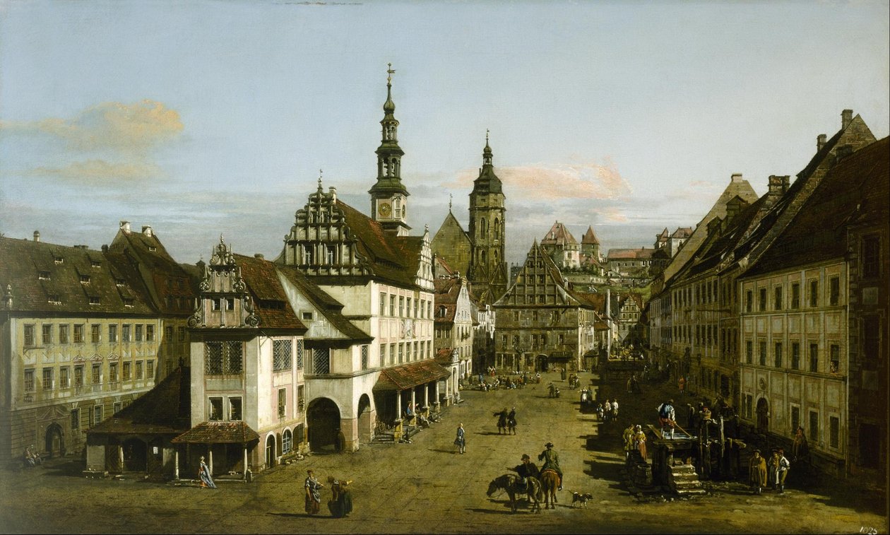 Tyska: Städtebild (Marknadsplatsen i Pirna) Marknadsplatsen i Pirna av Bernardo Bellotto