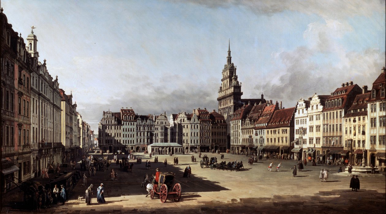Den gamla marknadsplatsen i Dresden, c1750-c1752 av Bernardo Bellotto