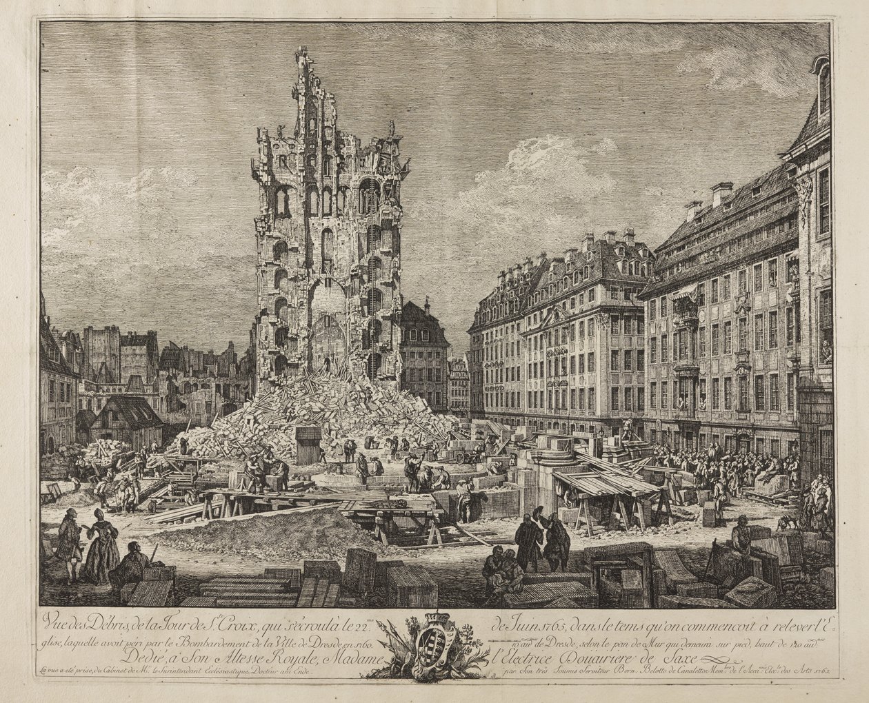 Ruinerna av den gamla Kreuzkirche, Dresden av Bernardo Bellotto