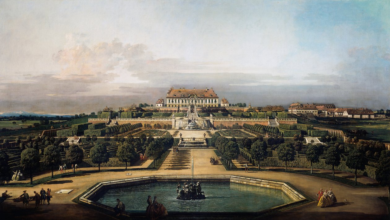 Det kejserliga slottet Schlosshof, trädgårdssidan av Bernardo Bellotto