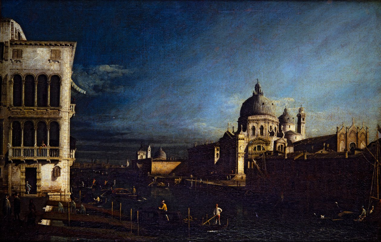 Två venetianska vyer, Stora kanalen och Molo från väster (på duk) av Bernardo Bellotto