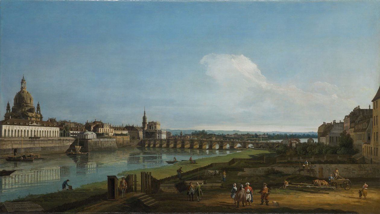 Utsikt över Dresden med Frauenkirche till vänster, 1747 av Bernardo Bellotto