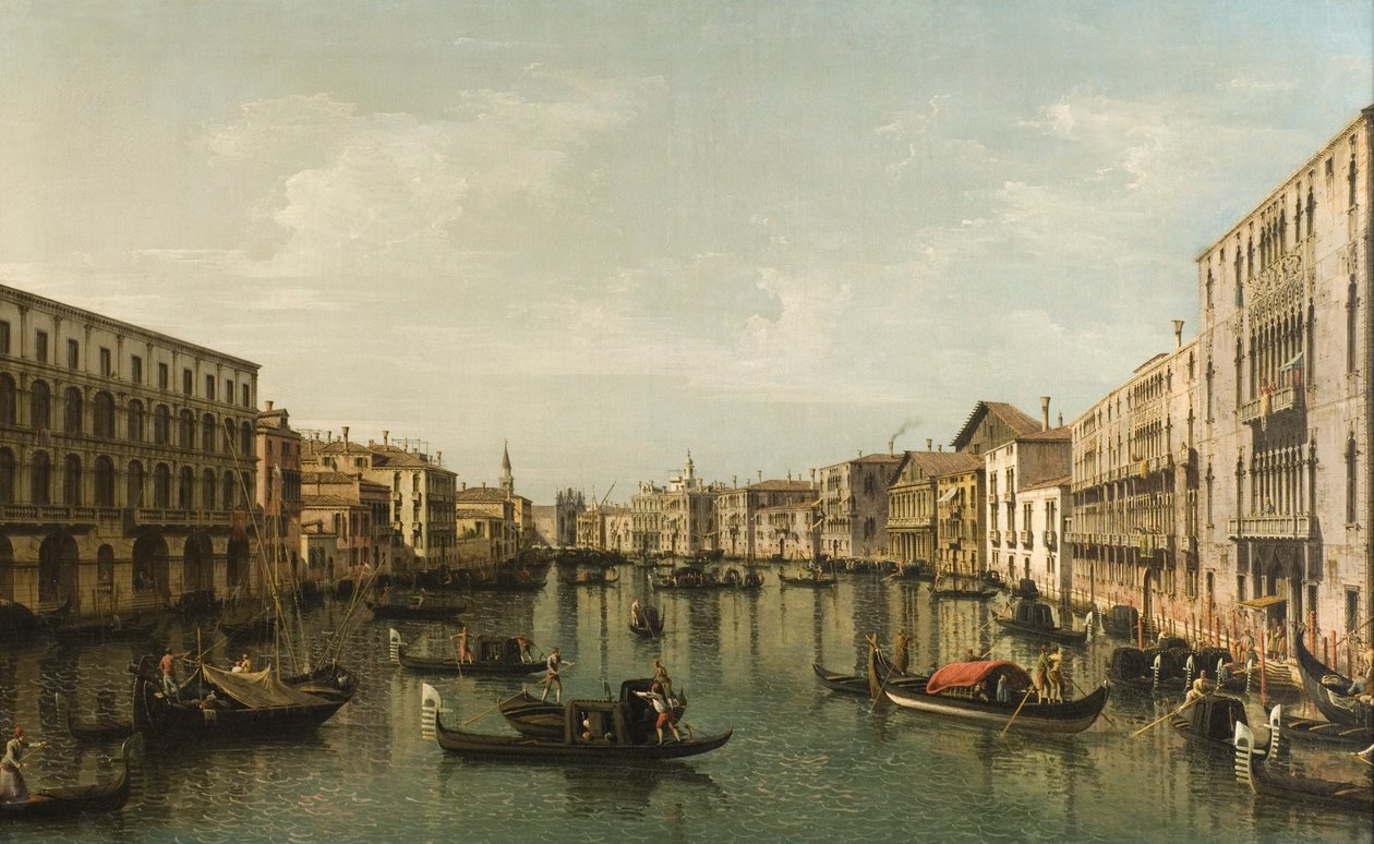 Utsikt över Canal Grande med Palazzi Foscari och Moro Lin av Bernardo Bellotto