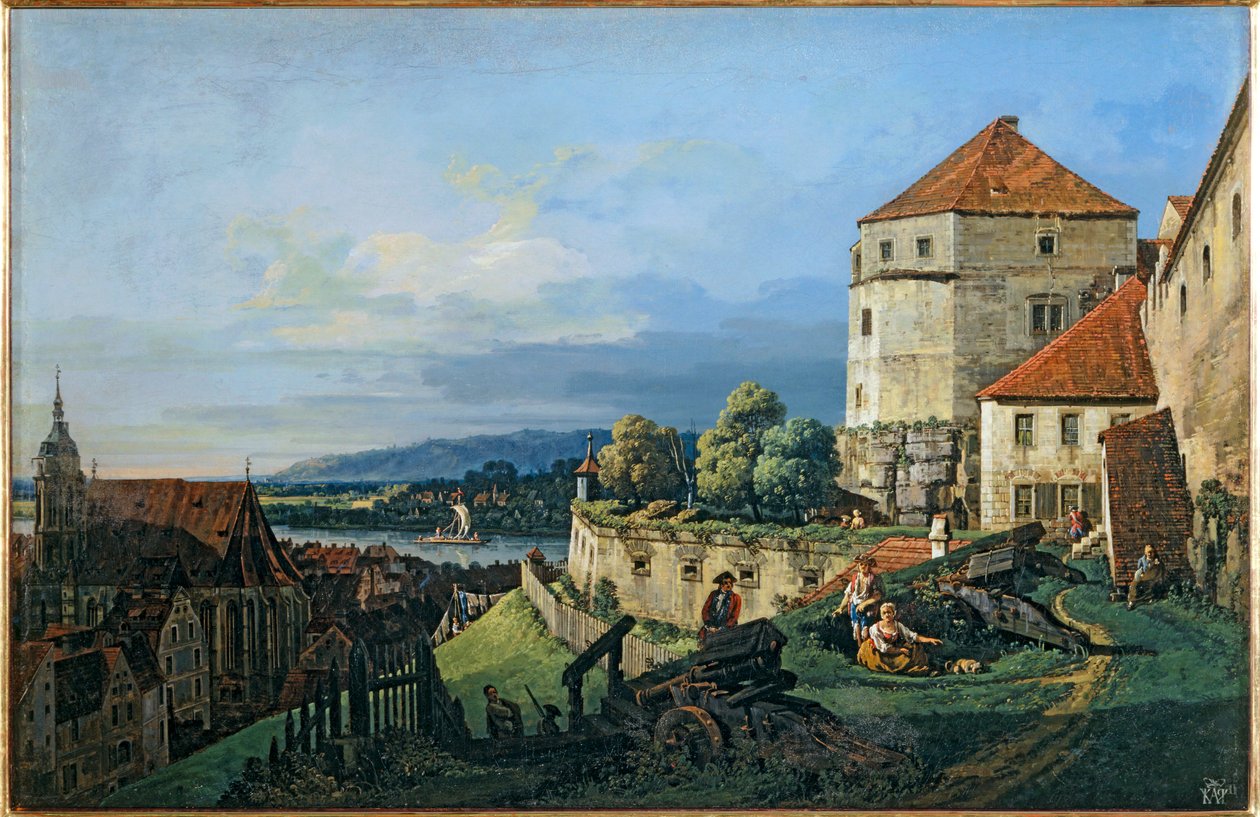 Vy över Pirna, tagen från slottet Sonnenstein ... av Bernardo Bellotto