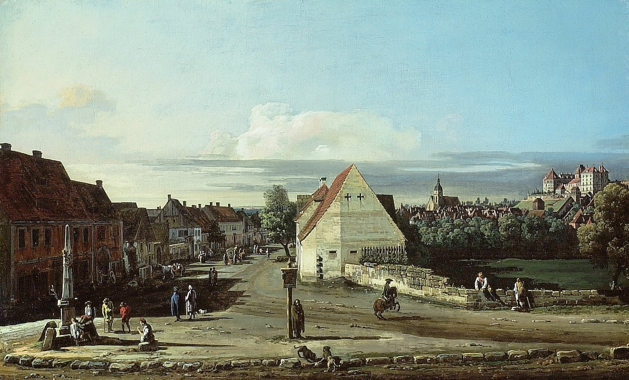 Utsikt över Pirna med fästningen Sonnenstein av Bernardo Bellotto