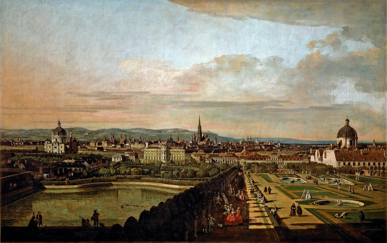 Utsikt över Wien från Belvedere-målningen av Bernardo Bellotto (1720-1780) 1758-1761 Sön. 136x214 cm Wien, Kunsthistorisches Museum av Bernardo Bellotto