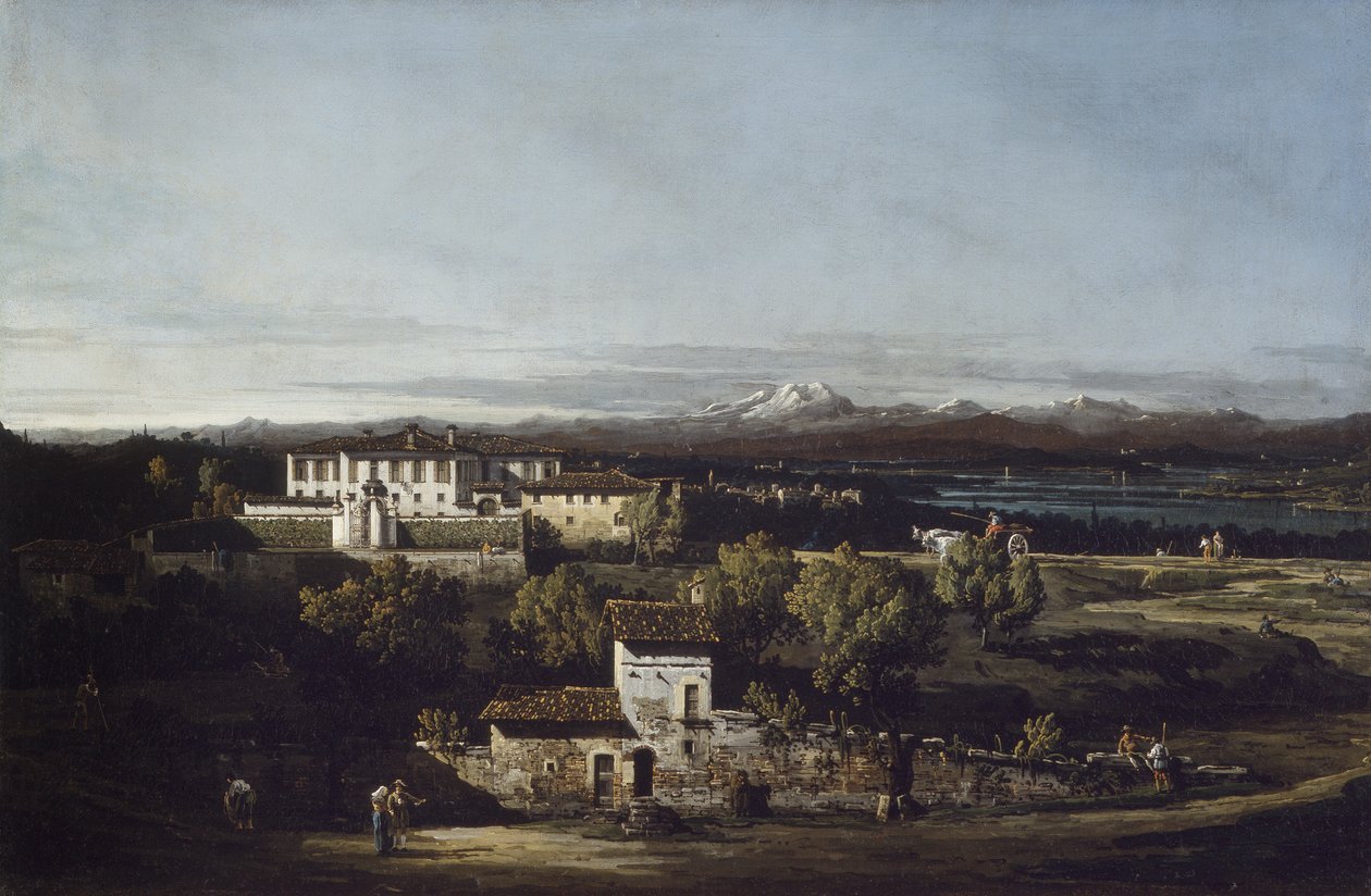 Utsikt över Villa Perabò, senare Melzi, i Gazzada av Bernardo Bellotto