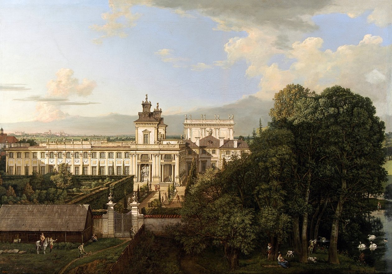 Wilanów-palatset sett från söder. av Bernardo Bellotto