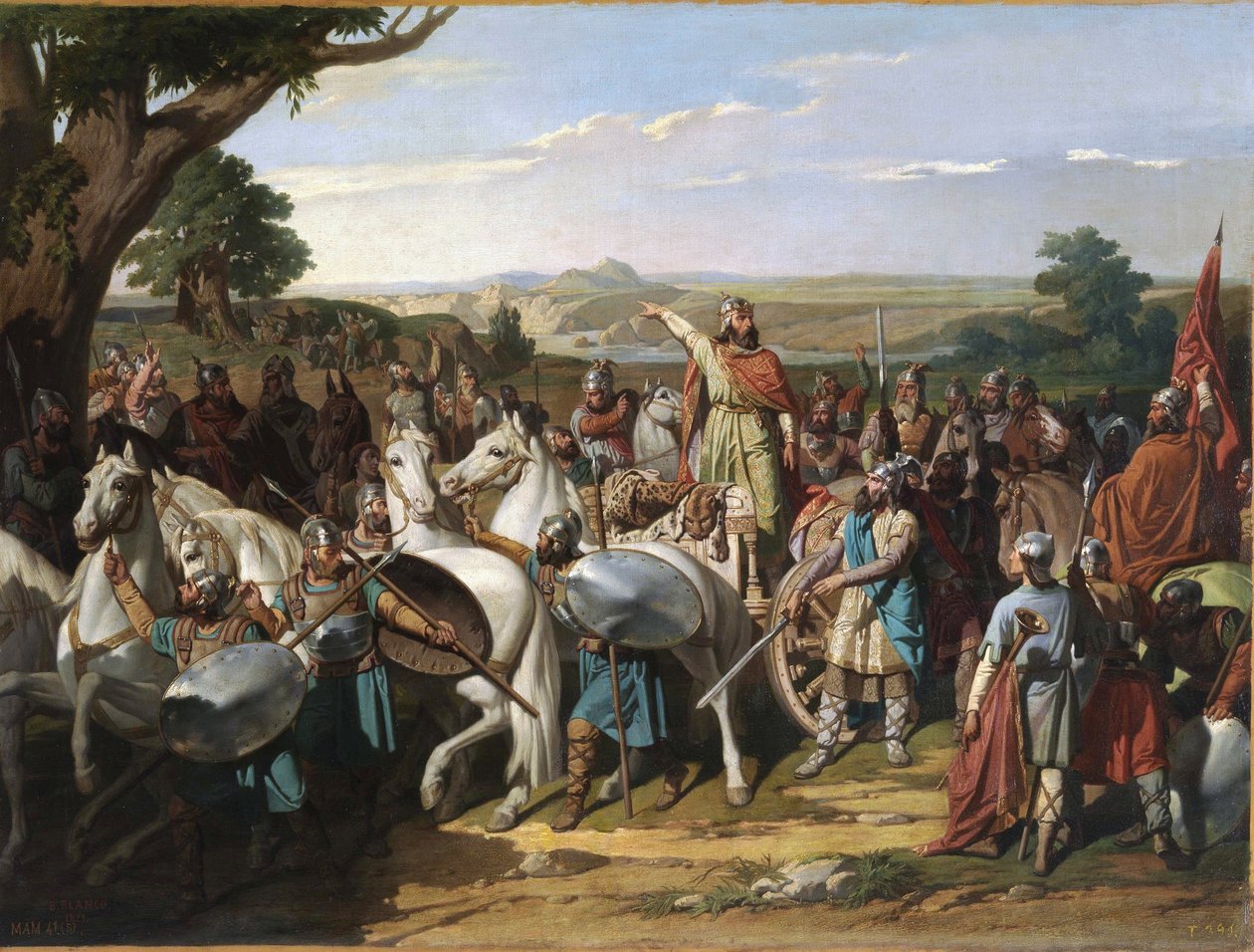 Slaget vid Guadalete par Blanco y Perez, Bernardo (1828-1876). Olja på duk, storlek: 58x78 av Bernardo Blanco y Pérez