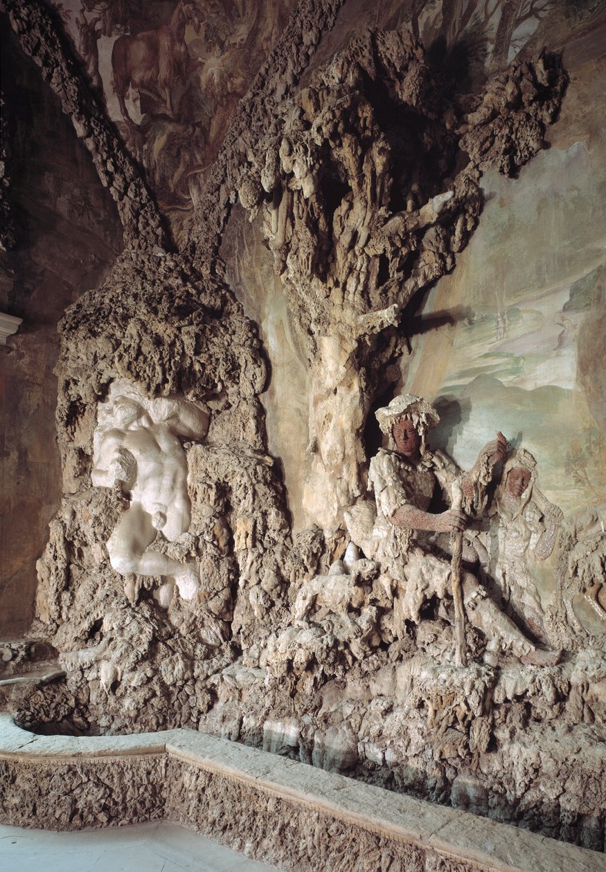 Interiör i grottan skapad av Bernardo Buontalenti (1531-1608) (Grotta del Buontalenti) (1583-1588) Detalj Palazzo Pitti, Giardino di Boboli, Florens, Italien av Bernardo Buontalenti