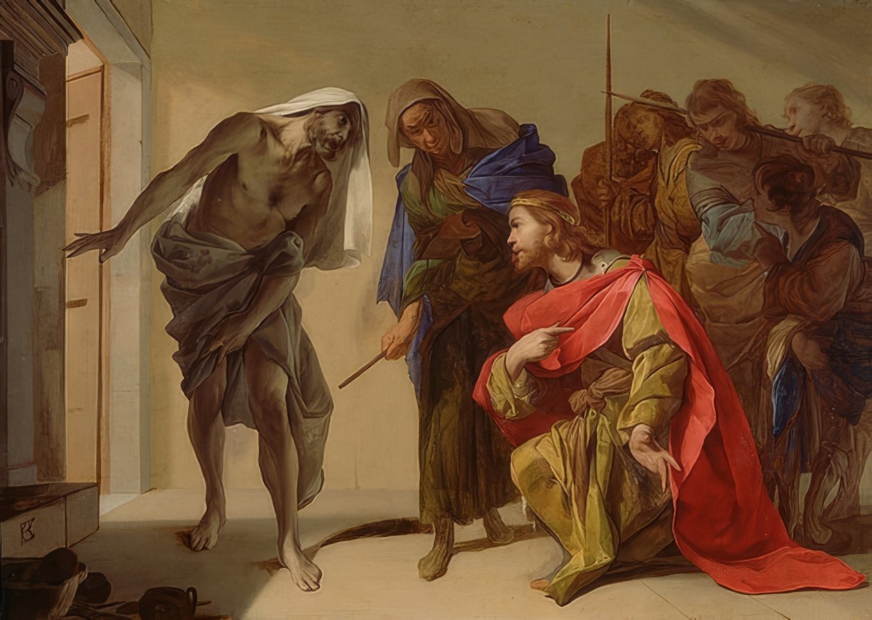 Saul och häxan från Endor. Omkring 1650-56 av Bernardo Cavallino