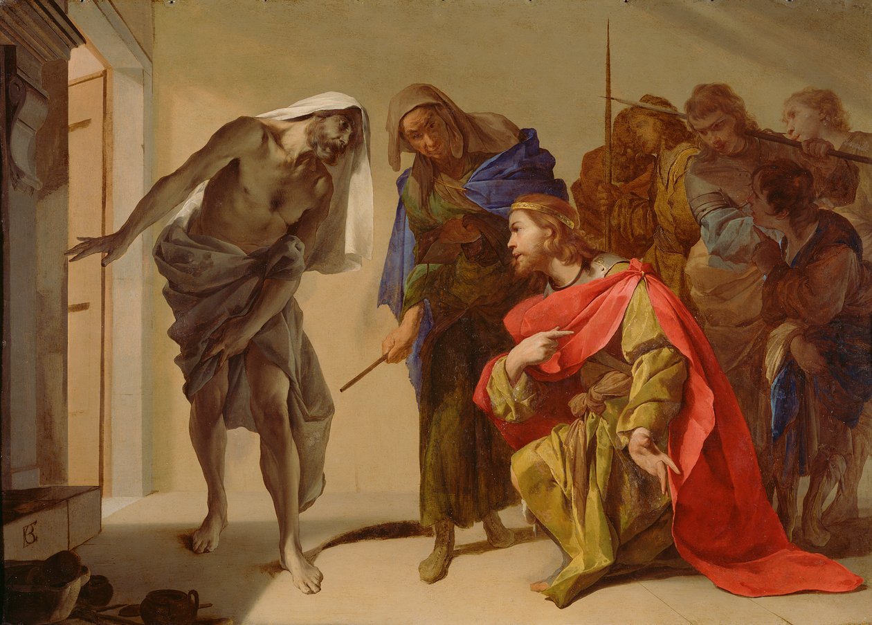 The Shade of Samuel invoked by Saul, c.1655 (olja på koppar) av Bernardo Cavallino