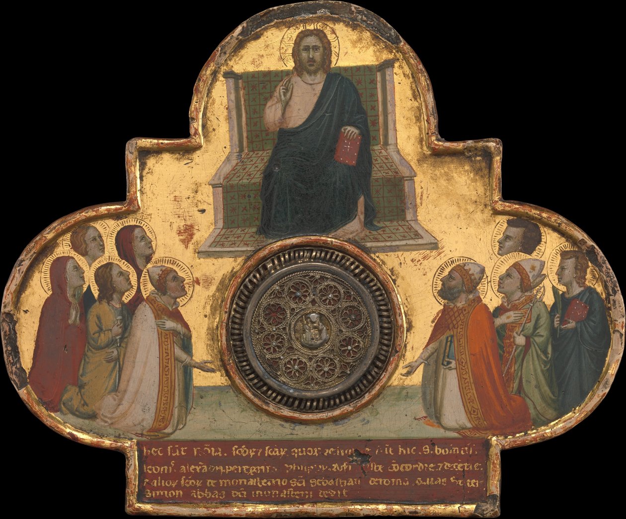 Christus auf dem Thron mit Heiligen av Bernardo Daddi