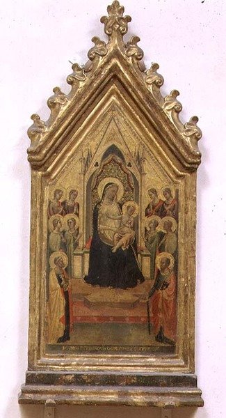 Madonna och Child Enronade med SS. Peter och Paul och änglar (tempera på panelen) av Bernardo Daddi