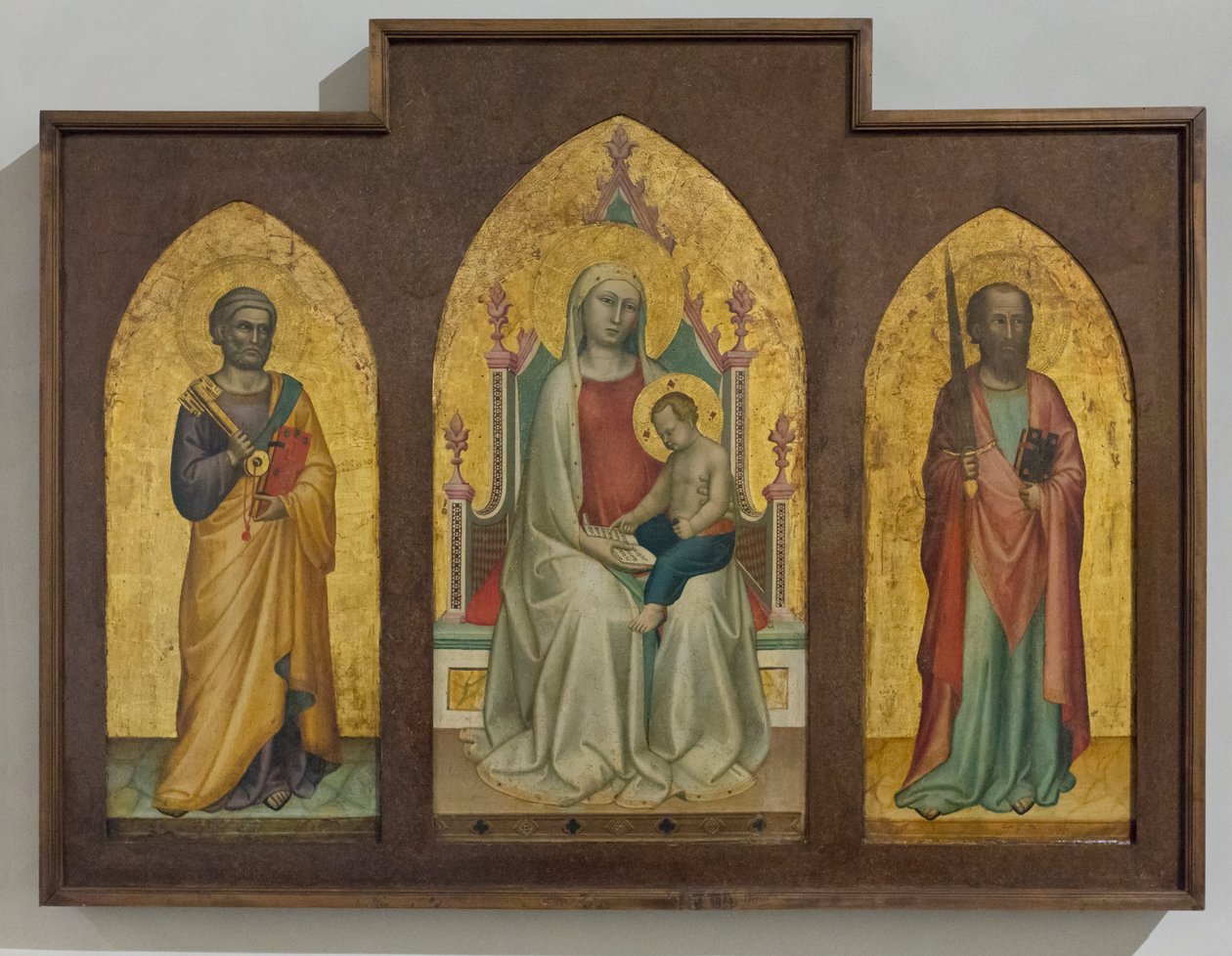 Madonna med barn läsning: S:t Peter och Paul av Bernardo Daddi