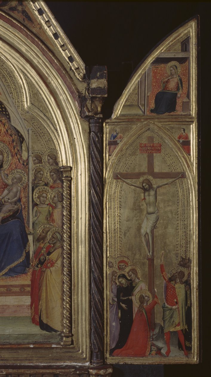 Triptyk (höger panel) The Crucifixion of Christ and Annunciation (överst) 1338 (tempera och bladguld på panel) (se även 225310, 225332) av Bernardo Daddi