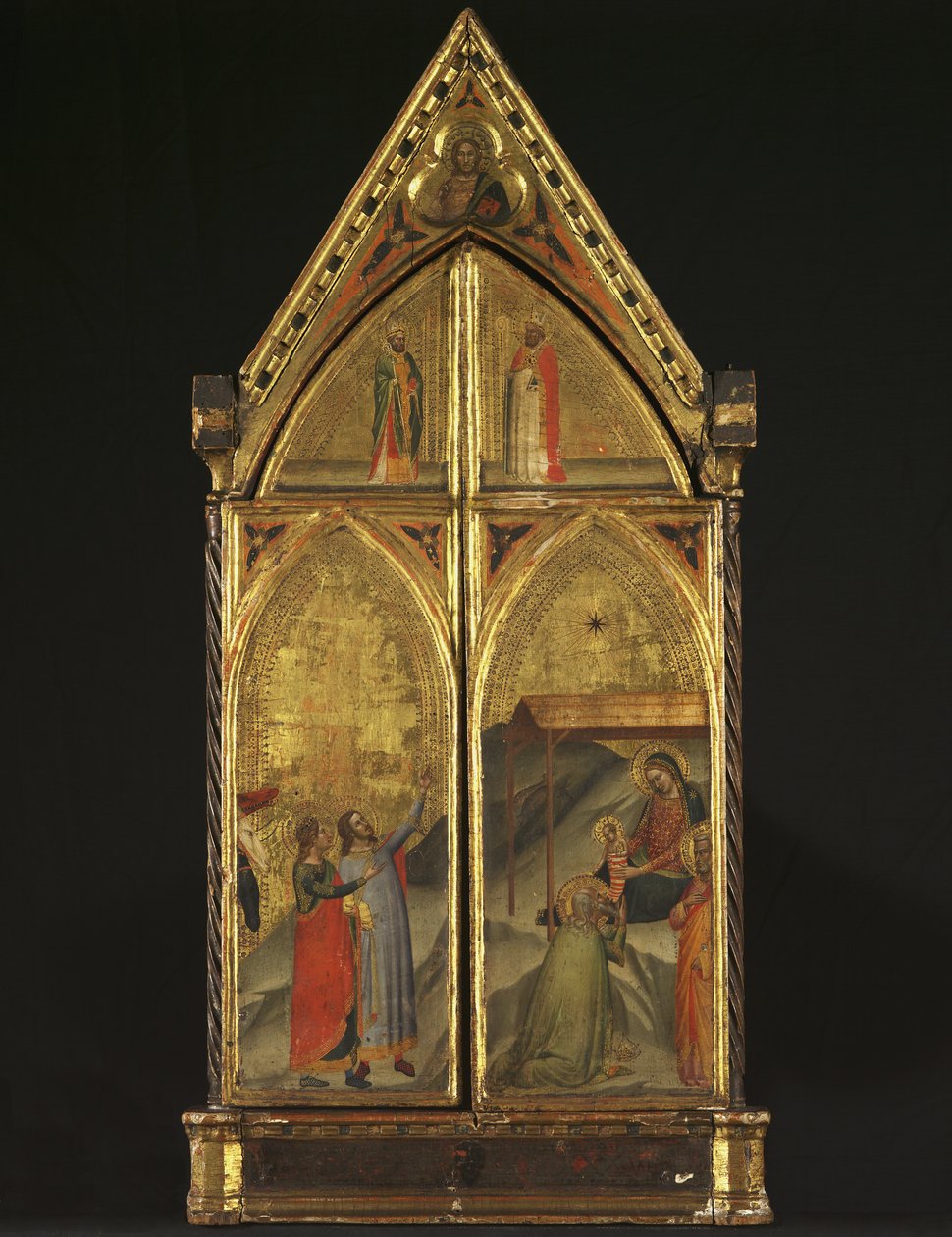 Triptyk - Jungfrun och barnet tronade med heliga, 1338 av Bernardo Daddi