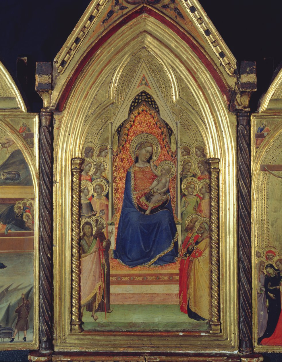 Triptych of the Virgin and Child Enthroned, 1338 (tempera och bladguld på panel) (se även 225310, 225332) av Bernardo Daddi
