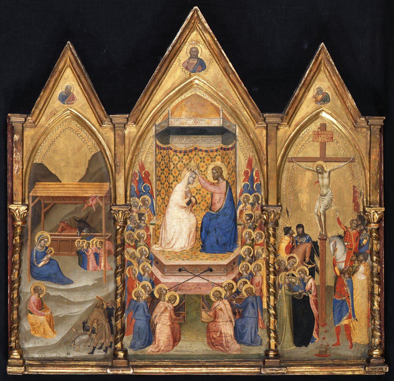 Triptychon (Geburt Christi; Marienkrönung; Kreuzigung) av Bernardo Daddi
